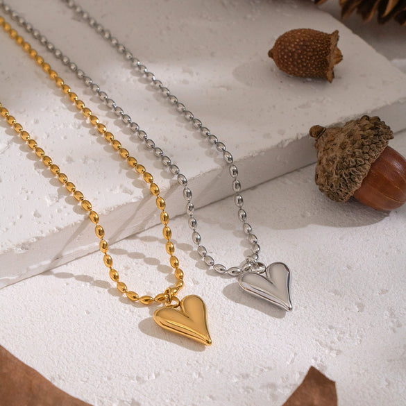 Wholesale Women's Stainless Steel Heart Shape Pendant Necklace With Pvd Furnace Vacuum Real Gold Plating