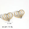 Wholesale Women's Stainless Steel Heart Shape Three Dimensional Cut Electroplated Earrings And Rings