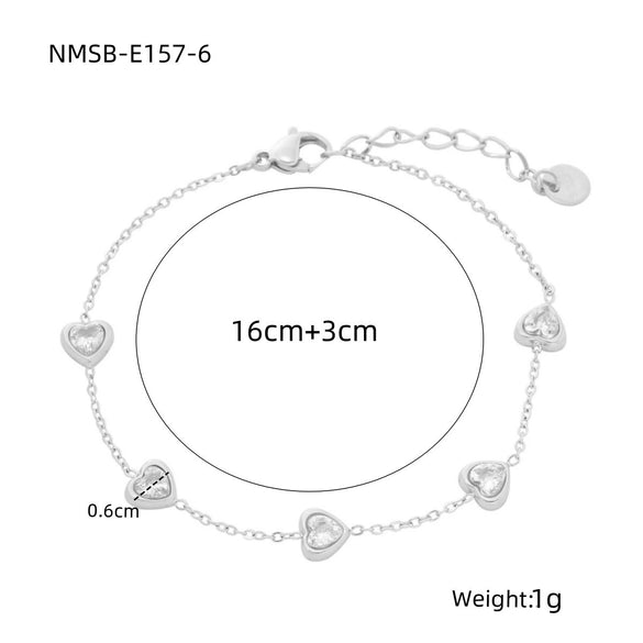 Wholesale Women's Stainless Steel Heart Shape Zircon Bracelet With Electroplating Design Fashion And Light Luxury Style