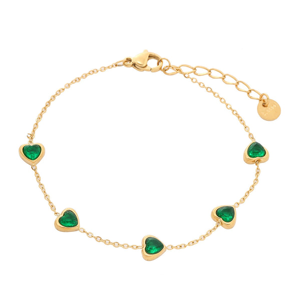 Wholesale Women's Stainless Steel Heart Shape Zircon Bracelet With Electroplating Design Fashion And Light Luxury Style