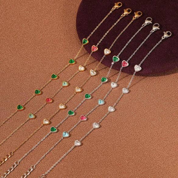 Wholesale Women's Stainless Steel Heart Shape Zircon Bracelet With Electroplating Design Fashion And Light Luxury Style