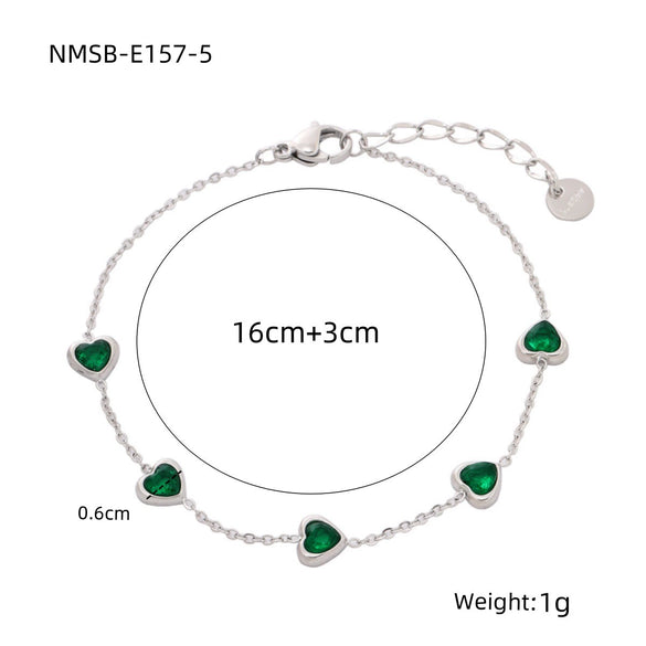 Wholesale Women's Stainless Steel Heart Shape Zircon Bracelet With Electroplating Design Fashion And Light Luxury Style