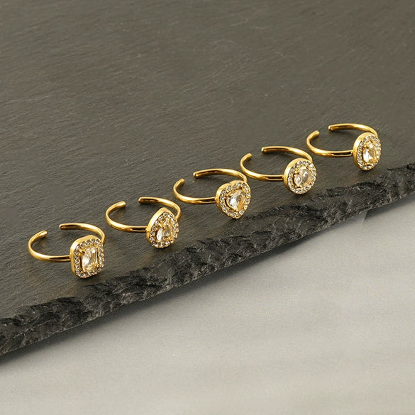Wholesale Women's Stainless Steel Heart Shaped Diamond Ring