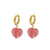 Wholesale Women's Stainless Steel Heart Shaped Earrings With Natural Stone Pvdp Furnace Real Gold Treatment