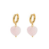 Wholesale Women's Stainless Steel Heart Shaped Earrings With Natural Stone Pvdp Furnace Real Gold Treatment