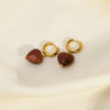 Wholesale Women's Stainless Steel Heart Shaped Earrings With Natural Stone Pvdp Furnace Real Gold Treatment
