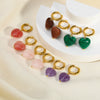 Wholesale Women's Stainless Steel Heart Shaped Earrings With Natural Stone Pvdp Furnace Real Gold Treatment