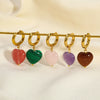 Wholesale Women's Stainless Steel Heart Shaped Earrings With Natural Stone Pvdp Furnace Real Gold Treatment