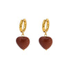 Wholesale Women's Stainless Steel Heart Shaped Earrings With Natural Stone Pvdp Furnace Real Gold Treatment