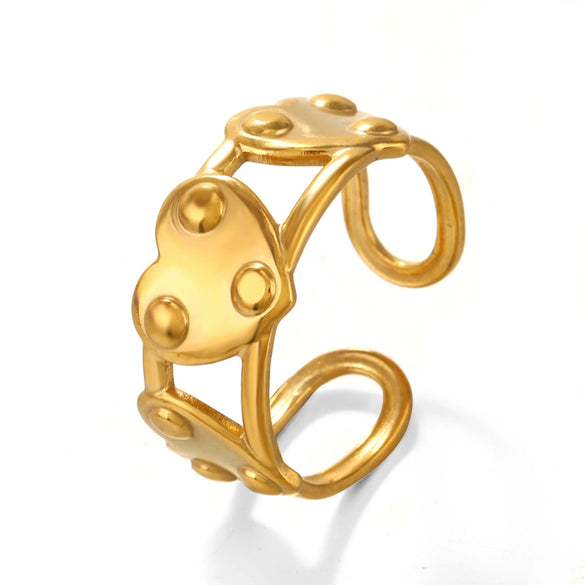 Wholesale Women's Stainless Steel Heart Shaped Hip Hop Hydraulic Electroplated Love Ring