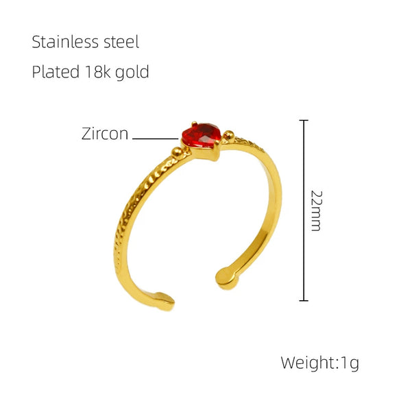 Wholesale Women's 316L Stainless Steel Heart Shaped Inlaid Zircon Love Ring With Electroplating