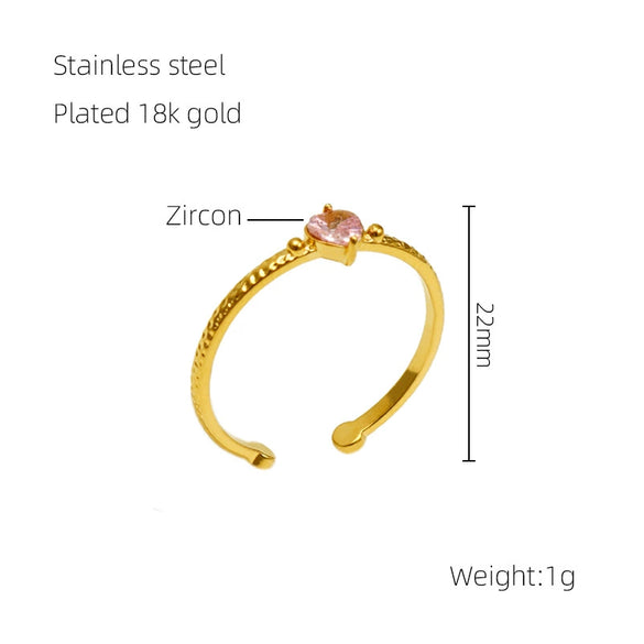 Wholesale Women's 316L Stainless Steel Heart Shaped Inlaid Zircon Love Ring With Electroplating