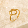 Wholesale Women's Stainless Steel Heart Shaped Love Ring With Geometric Pattern And Real Gold Plating