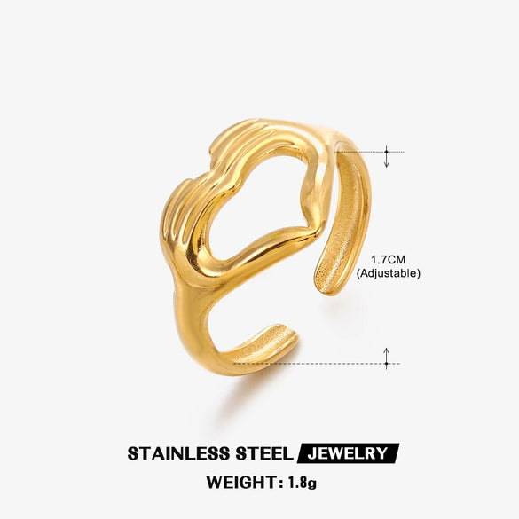 Wholesale Women's Stainless Steel Heart Shaped Real Gold Plated Love Ring Ins Style