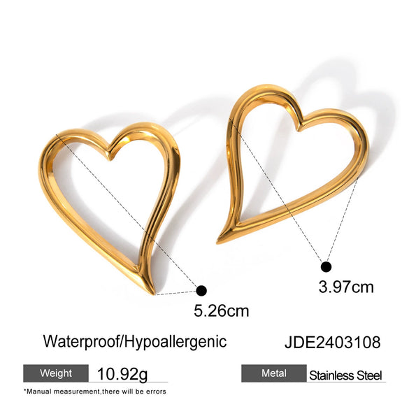 Wholesale Women's Stainless Steel Heart Twist Love Line Electroplated Earrings