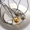 Wholesale Women's Stainless Steel Heartshaped Drop Pendant Necklace With Black Rope Chain 18K Gold Plated