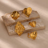 Wholesale Women's Stainless Steel Heartshaped Exaggerated Ring With Electroplating