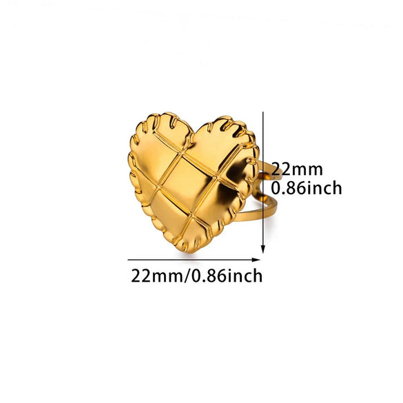Wholesale Women's Stainless Steel Heartshaped Exaggerated Ring With Electroplating