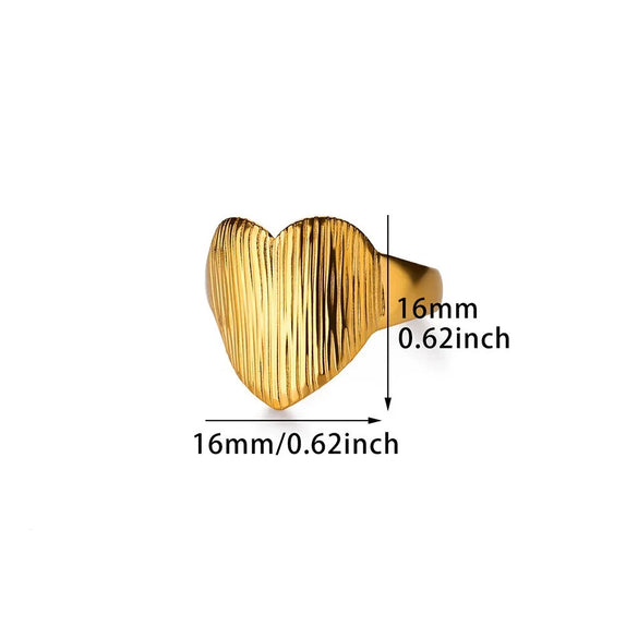 Wholesale Women's Stainless Steel Heartshaped Exaggerated Ring With Electroplating