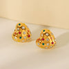Wholesale Women's Stainless Steel Heartshaped Geometric Earrings With Electroplating