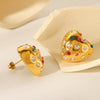 Wholesale Women's Stainless Steel Heartshaped Geometric Earrings With Electroplating