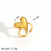 Wholesale Women's Stainless Steel Heartshaped Geometric Light Luxury Highend Open Ring With 18K Gold Electroplating