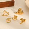 Wholesale Women's Stainless Steel Heartshaped Geometric Light Luxury Highend Open Ring With 18K Gold Electroplating