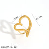 Wholesale Women's Stainless Steel Heartshaped Geometric Light Luxury Highend Open Ring With 18K Gold Electroplating