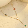 Wholesale Women's Stainless Steel Heartshaped Geometric Tassel Love Clavicle Chain Necklace With Electroplating