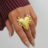 Wholesale Women's Stainless Steel Heartshaped Goldplated Rings With Niche Highend Feel