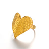 Wholesale Women's Stainless Steel Heartshaped Hammer Pattern 18K Goldplated Ring