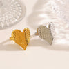 Wholesale Women's Stainless Steel Heartshaped Hammer Pattern 18K Goldplated Ring