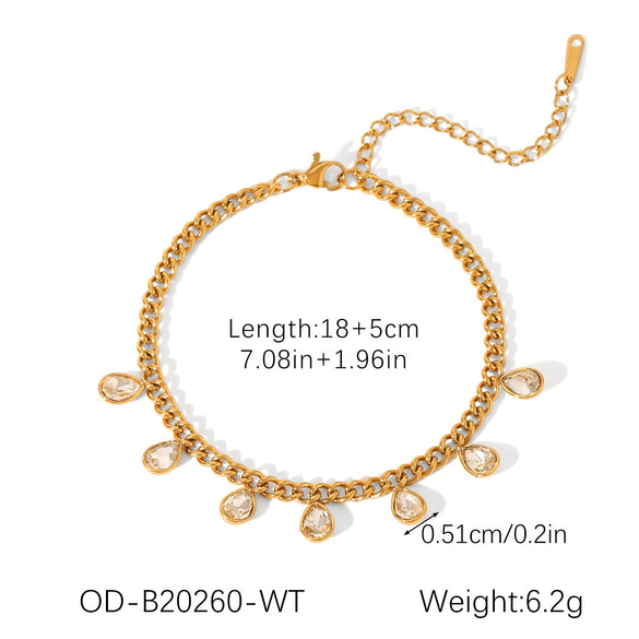 Wholesale Women's Stainless Steel Heartshaped Handmade Bracelet With Pvd Vacuum Plating And Zircon Inlay