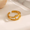 Wholesale Women's Stainless Steel Heartshaped Hiphop Ring 18K Goldplated
