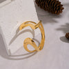 Wholesale Women's Stainless Steel Heartshaped Hollow Open Bracelet Electroplated 18K Gold Jewelry Accessories