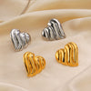 Wholesale Women's Stainless Steel Heartshaped 18K Gold Plated Hip Hop Style Love Earrings