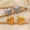Wholesale Women's Stainless Steel Heartshaped 18K Gold Plated Hip Hop Style Love Earrings
