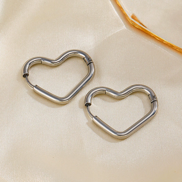 Wholesale Women's Stainless Steel Heartshaped 18K Goldplated Earrings