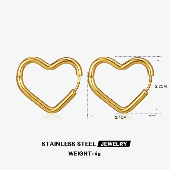 Wholesale Women's Stainless Steel Heartshaped 18K Goldplated Earrings