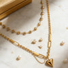 Wholesale Women's Stainless Steel Heartshaped 18K Goldplated Pendant Necklace With Irregular Chain Light Luxury Style