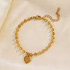 Wholesale Women's Stainless Steel Heartshaped Love Bracelet With Round Beads And Electroplating