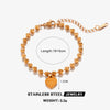 Wholesale Women's Stainless Steel Heartshaped Love Bracelet With Round Beads And Electroplating
