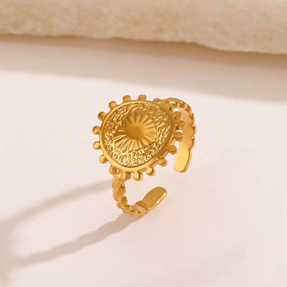 Wholesale Women's Stainless Steel Heartshaped Love Ring 18K Goldplated