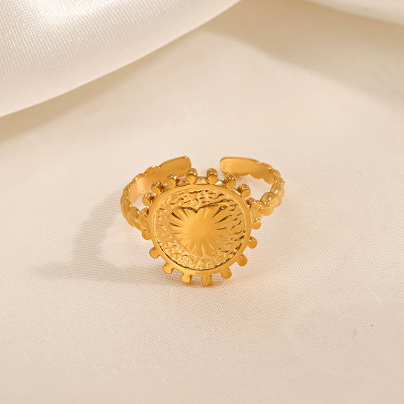 Wholesale Women's Stainless Steel Heartshaped Love Ring 18K Goldplated