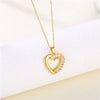 Wholesale Women's Stainless Steel Heartshaped Pendant Necklace With Mixed Gem Inlay And 18K Gold Electroplating Hip Hop Style