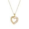 Wholesale Women's Stainless Steel Heartshaped Pendant Necklace With Mixed Gem Inlay And 18K Gold Electroplating Hip Hop Style