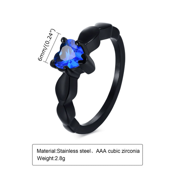 Wholesale Women's Stainless Steel Heartshaped Zircon Casting Ring Simple Style