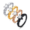 Wholesale Women's Stainless Steel Heartshaped Zircon Casting Ring Simple Style