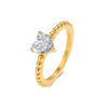 Wholesale Women's Stainless Steel Heartshaped Zircon Casting Ring Simple Style
