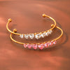 Wholesale Women's Stainless Steel Heartshaped Zircon Inlay Electroplated Bracelet Ins Geometric Style